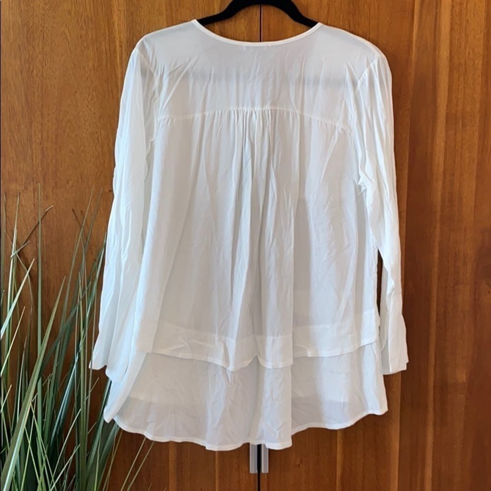 White Embroidered Tassel-Tie Open Front Top M‎ - Picture 10 of 14